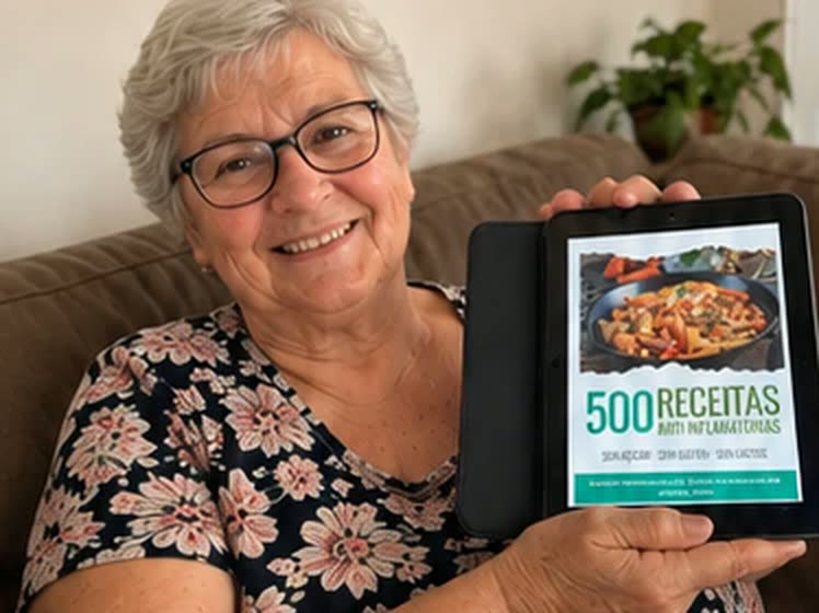 Senhora a mostrar as receitas no tablet